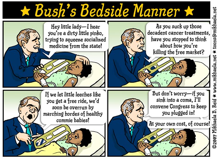 George W Bush Cartoon. Cartoon on Bush and health